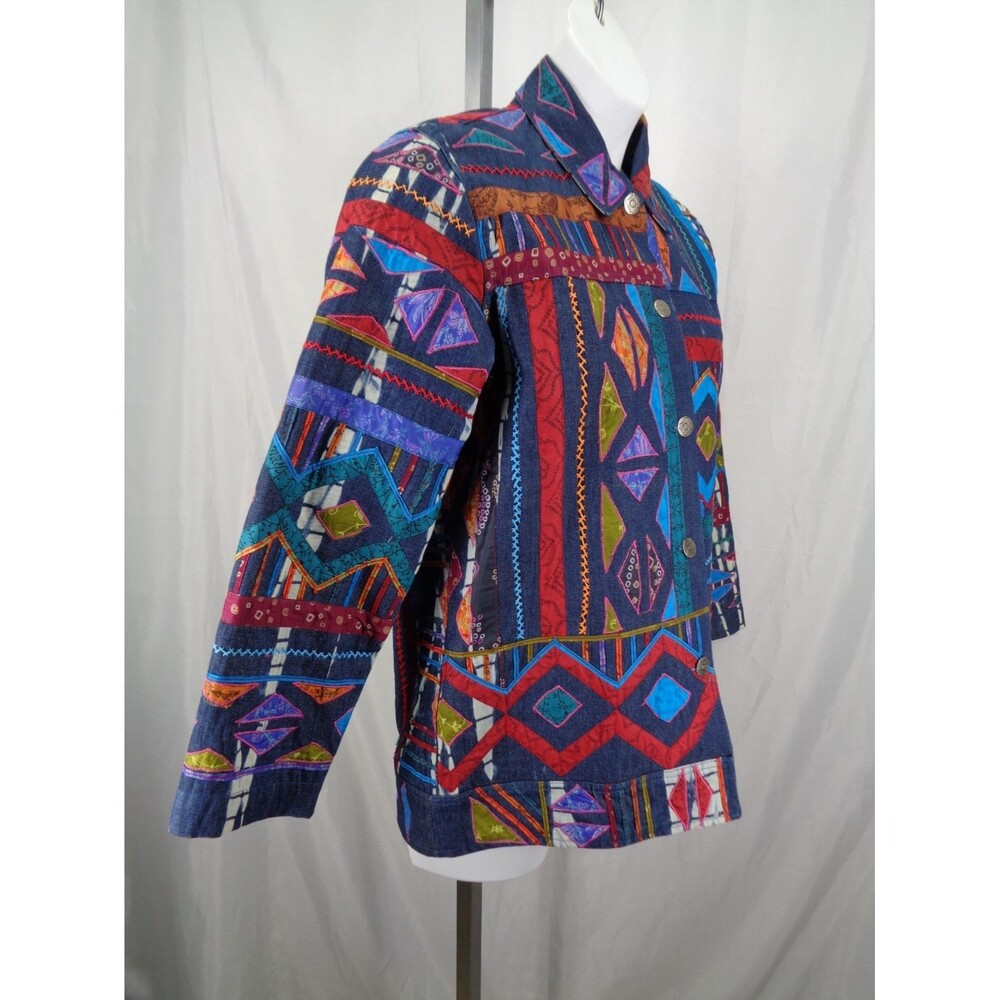 Chicos Design Patchwork Applique Embroidered Jean… - image 4